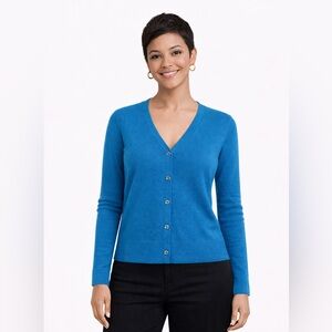 7th Avenue Design Studio Teal V-Neck Cardigan - Size Small Soft Knit